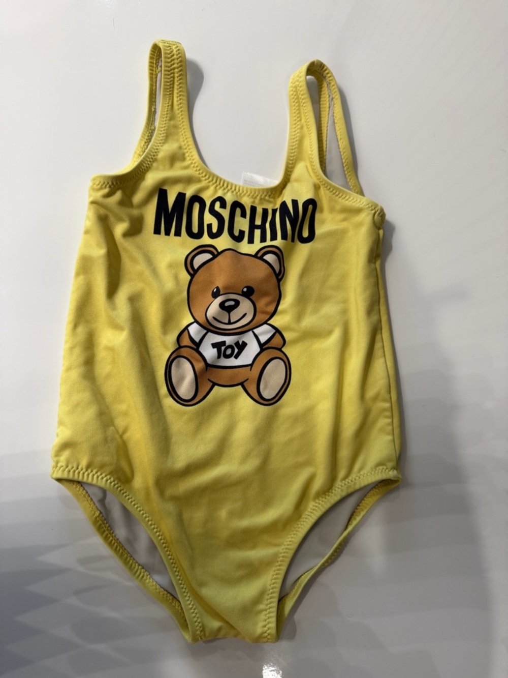Moschino Yellow Teddy Logo One-Piece Bodysuit